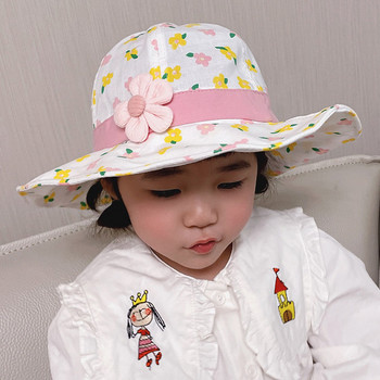 Υφασμάτινο καπέλο με φαρδύ γείσο και floral σχέδιο