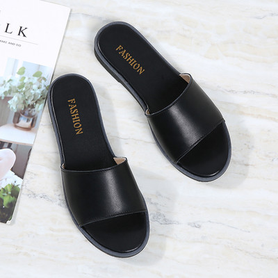 Ženske ljetne papuče od umjetne kože s ravnim potplatom