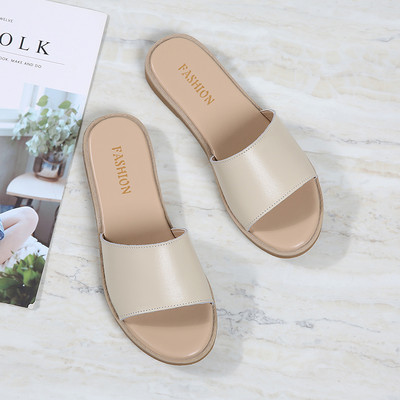 Ženske ljetne papuče od umjetne kože s ravnim potplatom