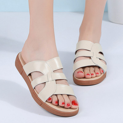 Ženske papuče sa ravnim đonom - od eko kože