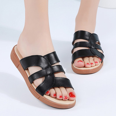 Ženske papuče sa ravnim đonom - od eko kože