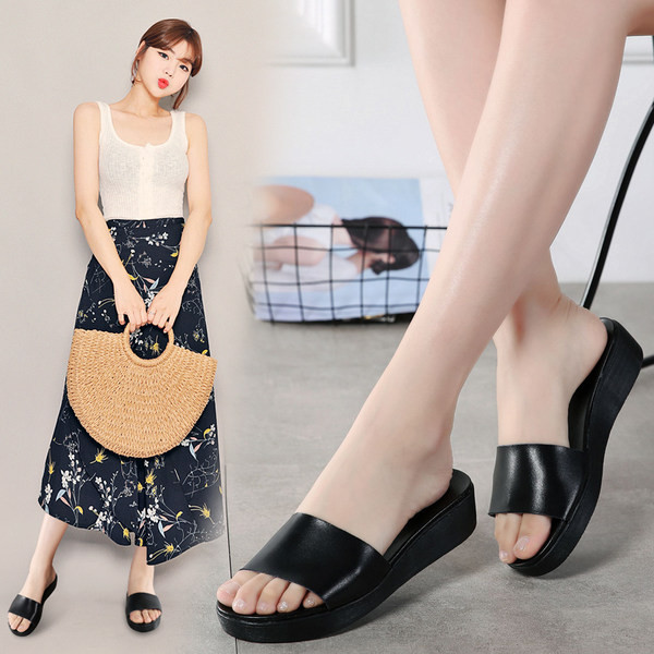 Ženske papuče sa platformom od 3,5 cm od eko kože