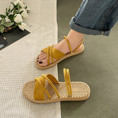 Ženske papuče s tekstilnim naramenicama i trakom