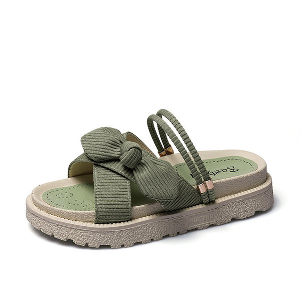 Ženske papuče s tekstilnim naramenicama i trakom