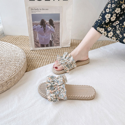 Ženske papuče više modela sa cvjetnim motivima i trakom - platforma 4 cm