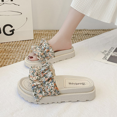 Ženske papuče više modela sa cvjetnim motivima i trakom - platforma 4 cm