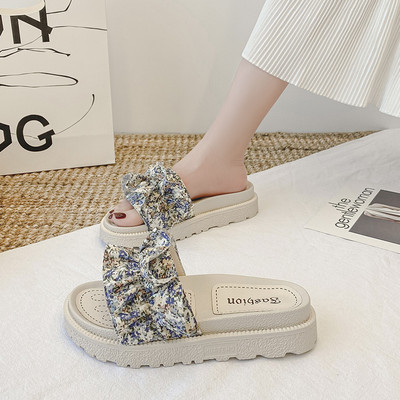Ženske papuče više modela sa cvjetnim motivima i trakom - platforma 4 cm