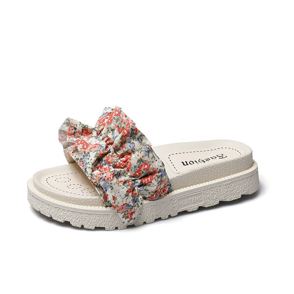 Ženske papuče više modela sa cvjetnim motivima i trakom - platforma 4 cm
