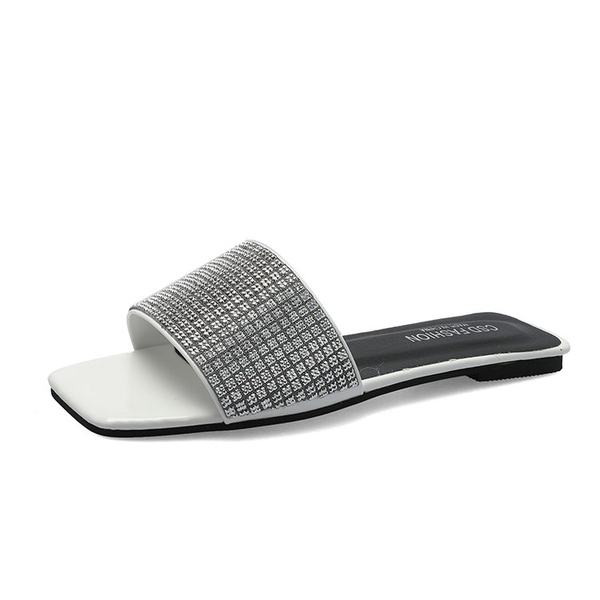 Ženske moderne četvrtaste papuče s ukrasnim kamenčićima