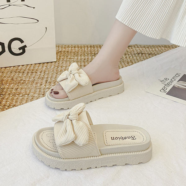 Ženske papuče s trakom i platformom 4 cm