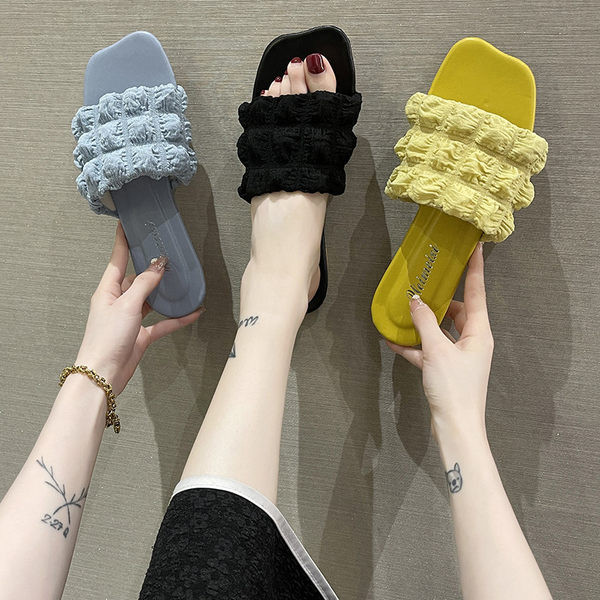 Ženske četvrtaste satenske papuče novi model