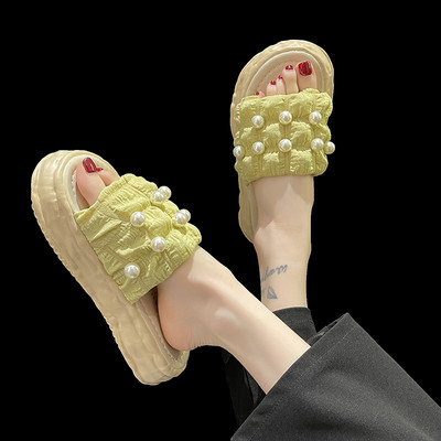 Νέο μοντέλο γυναικείες παντόφλες με πέρλες σε τρία χρώματα