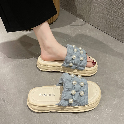 Νέο μοντέλο γυναικείες παντόφλες με πέρλες σε τρία χρώματα