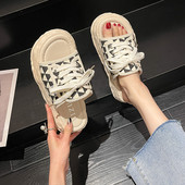 Casual γυναικείες παντόφλες με κορδόνια σε δύο χρώματα