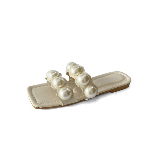 Naiste kandilised pärlitega kunstnahast sussid