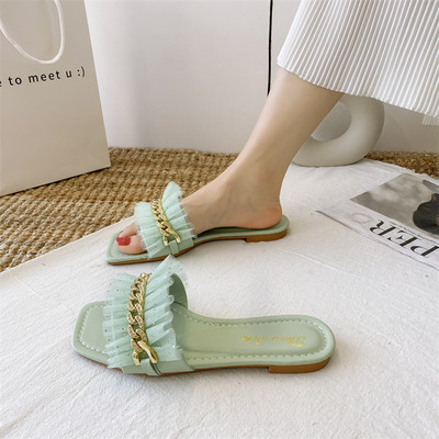 Ženske papuče s ukrasnim metalnim lančićem