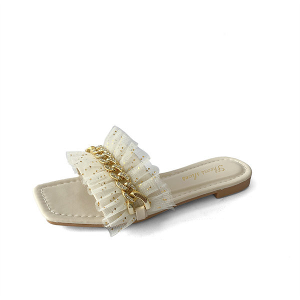 Ženske papuče s ukrasnim metalnim lančićem