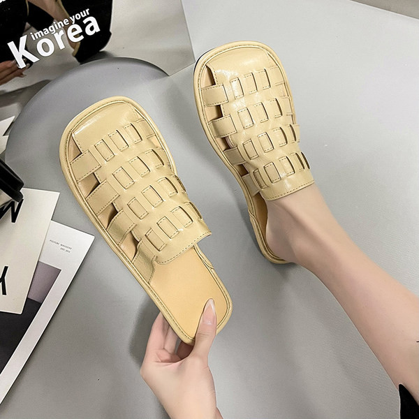 Ženske papuče zaobljeni model od eko kože