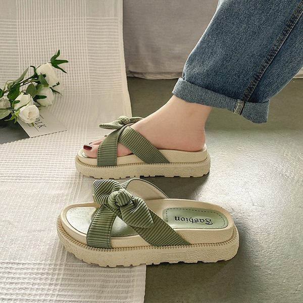 Casual ženske papuče s visokom platformom 4 cm i trakom