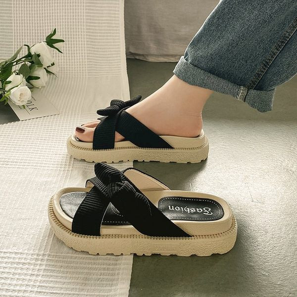 Casual ženske papuče s visokom platformom 4 cm i trakom