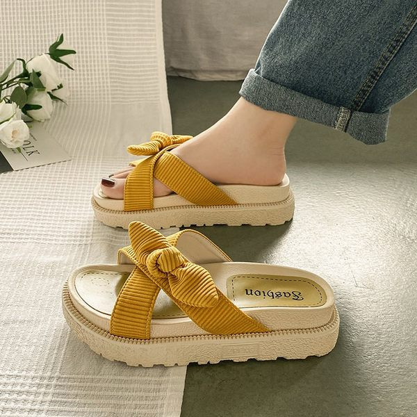 Casual ženske papuče s visokom platformom 4 cm i trakom