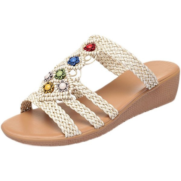 Naiste vabaaja sussid värviliste helmestega