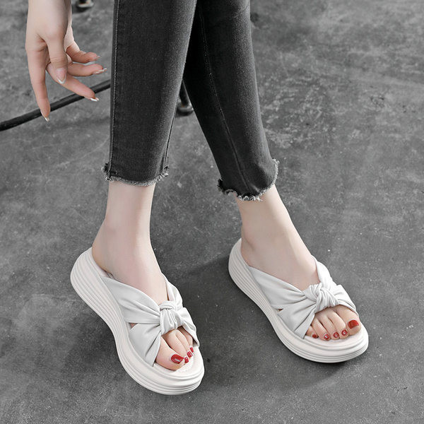 Eko-nahast sõlmega ristrihmadega naiste sussid