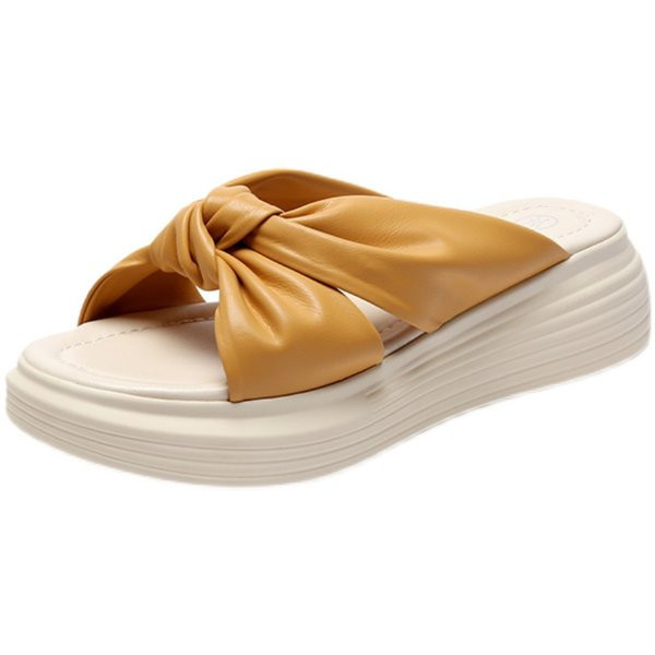 Eko-nahast sõlmega ristrihmadega naiste sussid