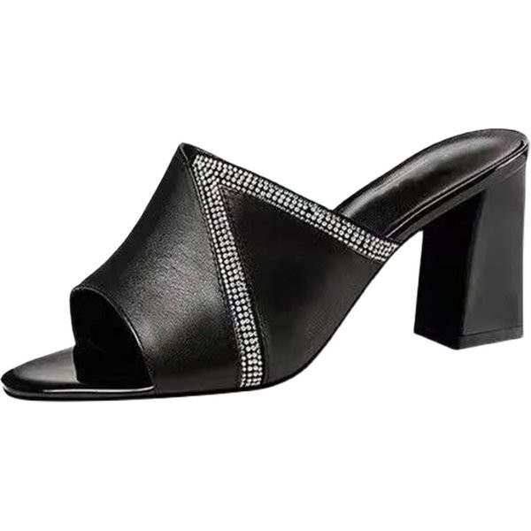 Ženske elegantne papuče s ukrasnim kamenčićima i petom 6,5 cm