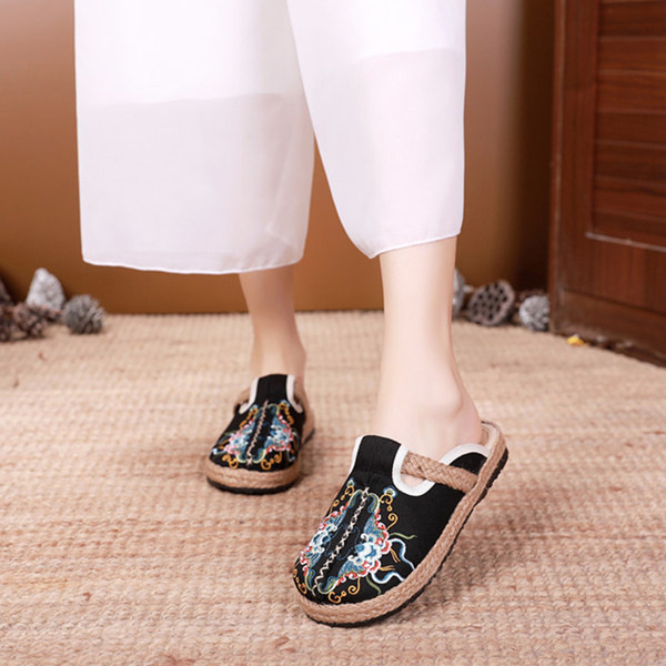 Ženske platnene papuče s vezom u boji