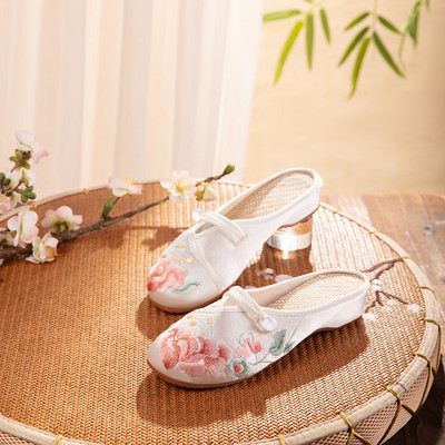 Ležerne ženske papuče s vezom - plavo-bijele