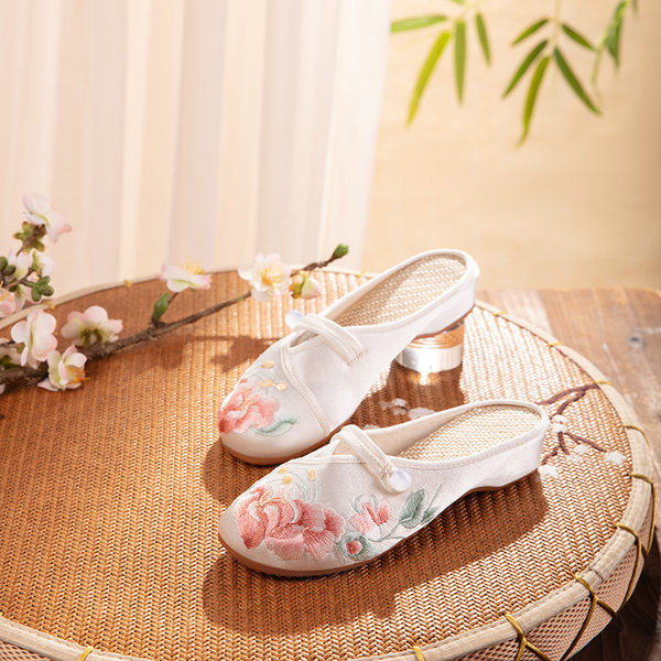 Ležerne ženske papuče s vezom - plavo-bijele