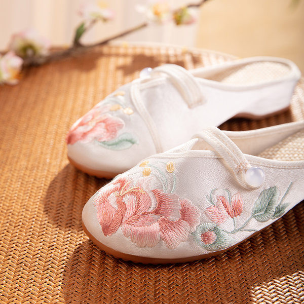 Ležerne ženske papuče s vezom - plavo-bijele