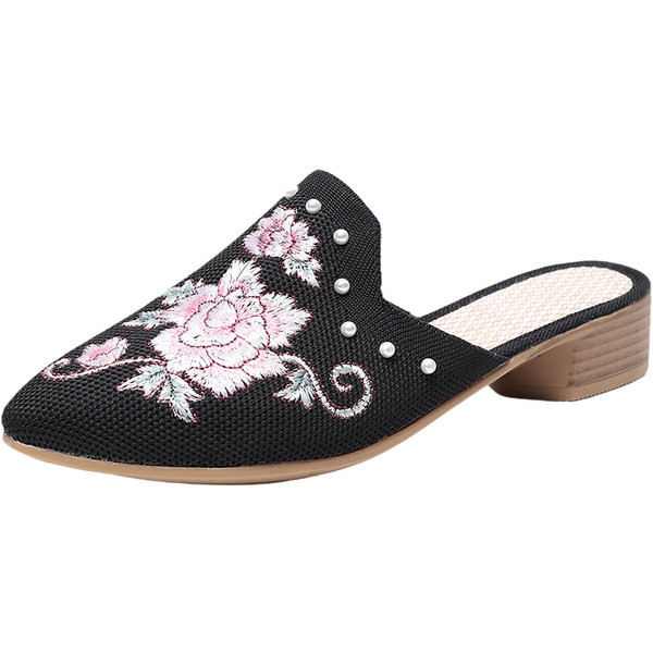 Ženske špicaste papuče s vezom i biserima