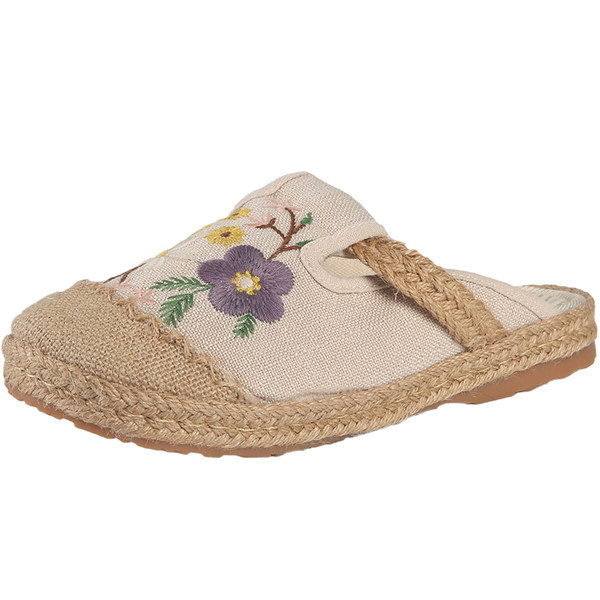 Ženske papuče zaobljenog uzorka s vezom u boji