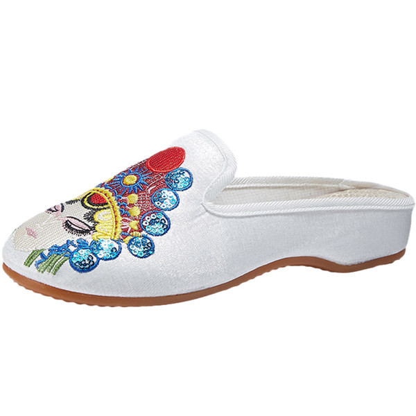 Tekstilne papuče zaobljeni uzorak s vezom u boji