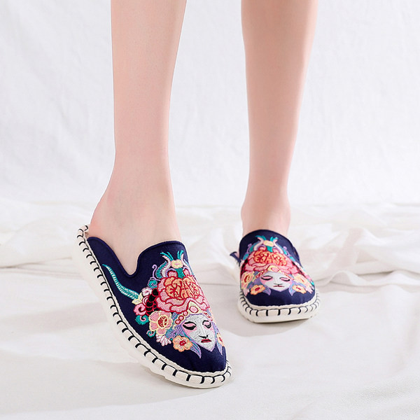 Ležerne papuče s vezom i ravnim potplatom