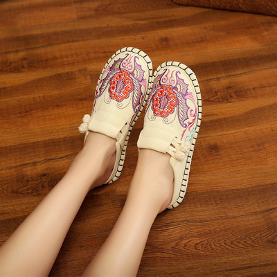 Ženske tekstilne papuče s vezom u boji