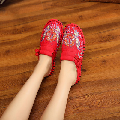 Ženske tekstilne papuče s vezom u boji