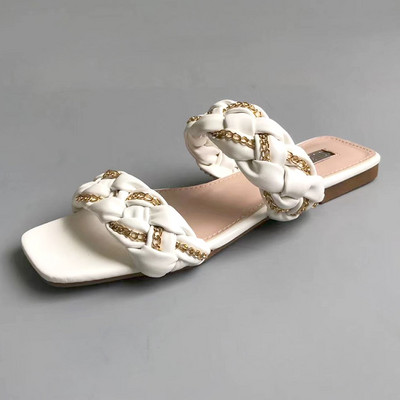 Novi model ženskih papuča sa kožnim remenčićima i lančićem