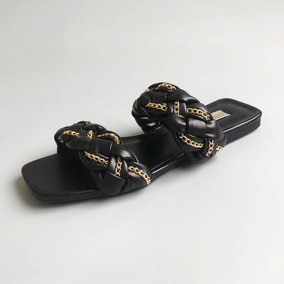 Novi model ženskih papuča sa kožnim remenčićima i lančićem