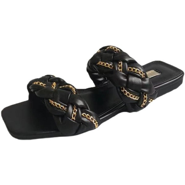 Novi model ženskih papuča sa kožnim remenčićima i lančićem