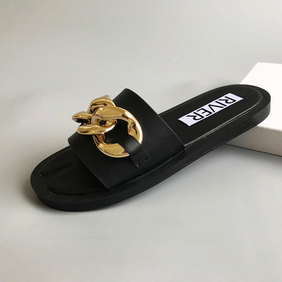 Ženske casual papuče s ravnim potplatom i metalnim lancem