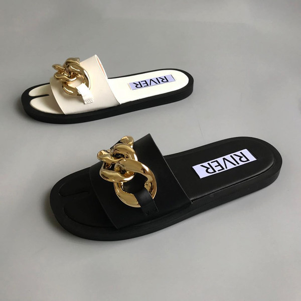 Ženske casual papuče s ravnim potplatom i metalnim lancem