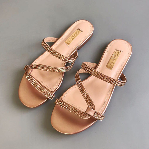 Novi model papuča sa kamenčićima i ravnim đonom