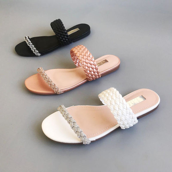 Ljetne ženske papuče sa kamenčićima - tri boje