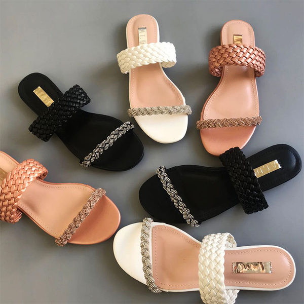 Ljetne ženske papuče sa kamenčićima - tri boje