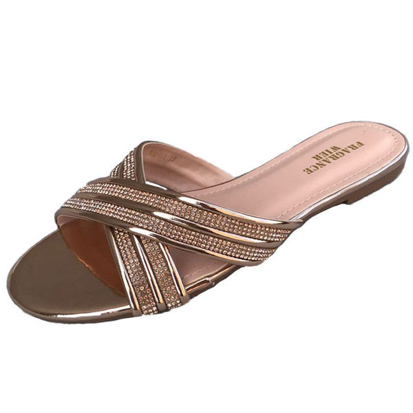 Dekoratiivkivide ja lameda tallaga sussid naistele