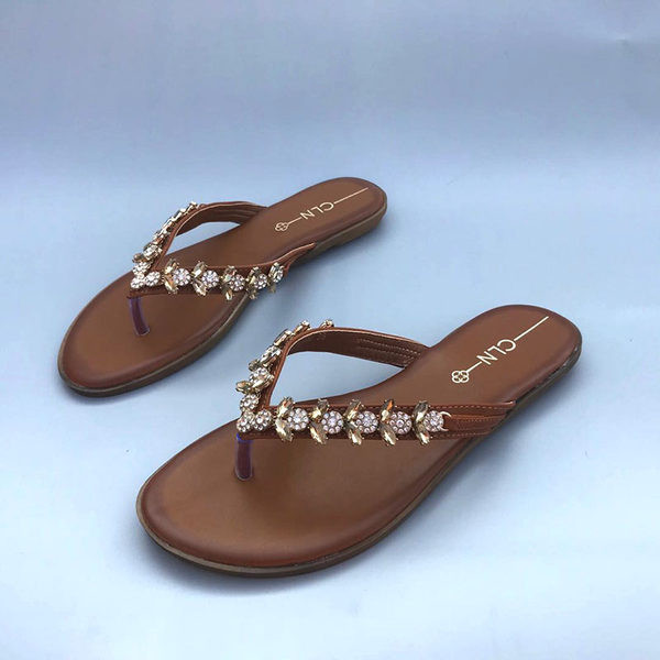 Ženske casual papuče s vrhovima s kamenčićima