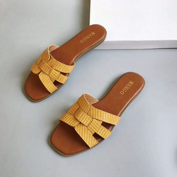 Dviejų spalvų moteriškos dirbtinės odos šlepetės